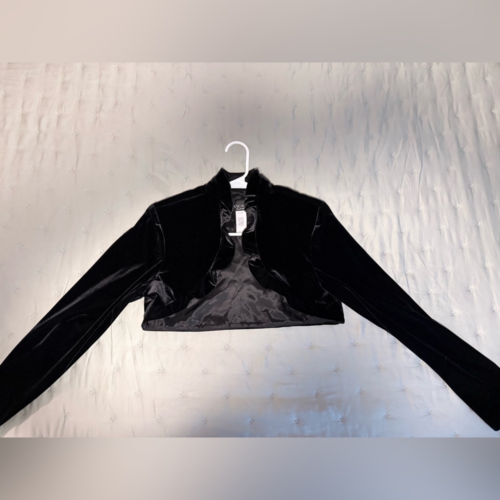 Xscape Black Velvet Ruffle Women's Bolero